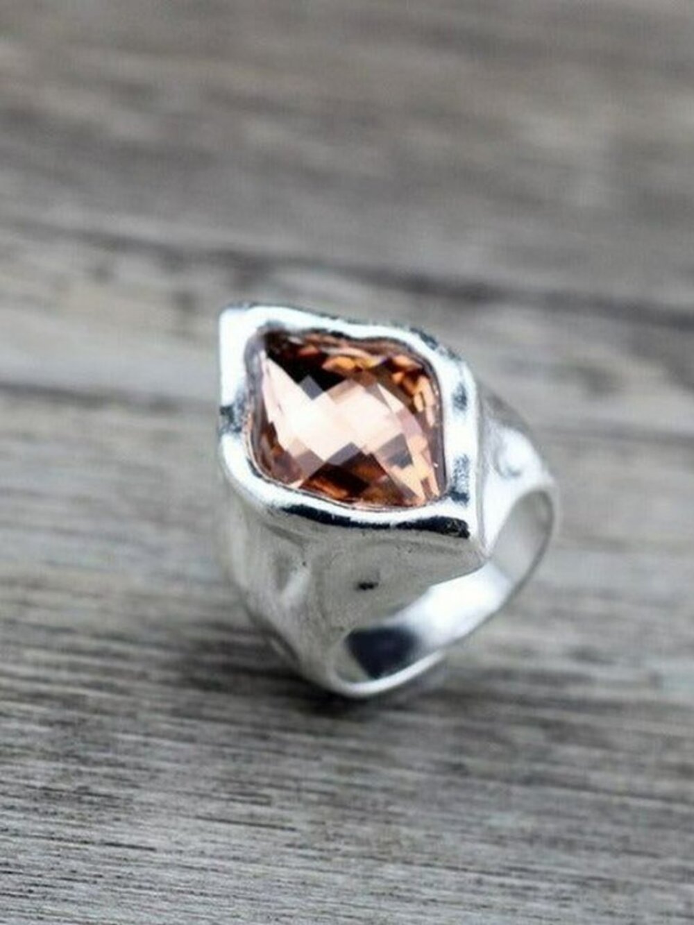 Zuri Cadance Pink Orange Color Size 8 Silver Ring Mens Gift Boxed